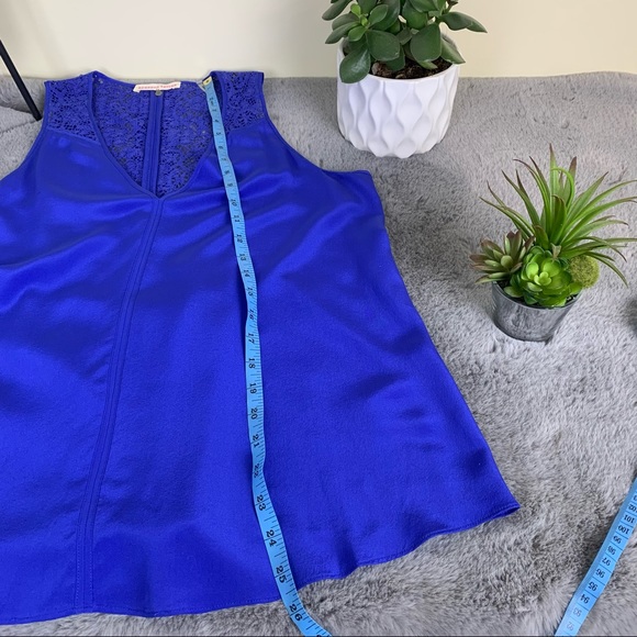 Rebecca Taylor Silk Lace Back Tank in Royal - Picture 11 of 11